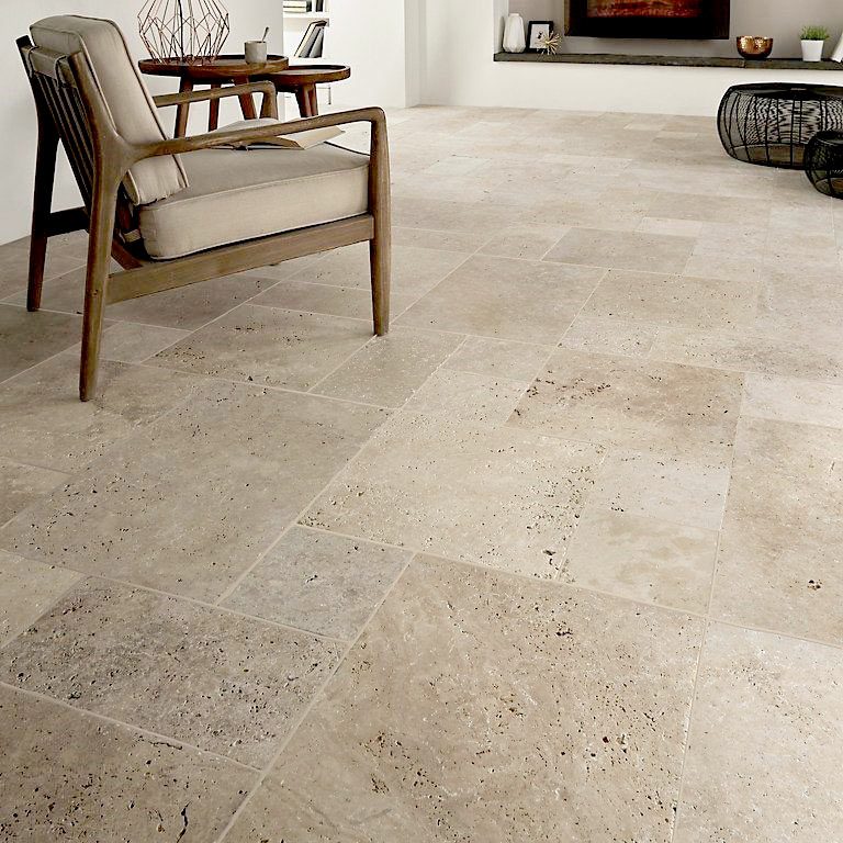 Travertine floor tiles