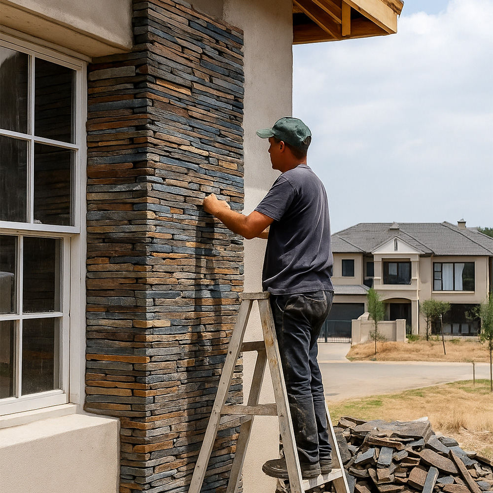 Putting On Cladding Cladding Installation - Stone Sensation